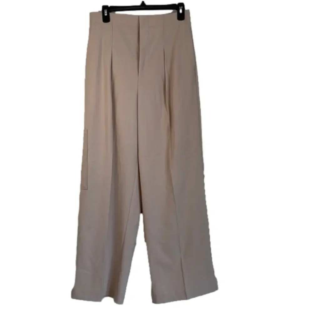 New URBAN REVIVO Women Size‎ 8 Natural Wide Leg Pleated High Waist Trouser Pants
